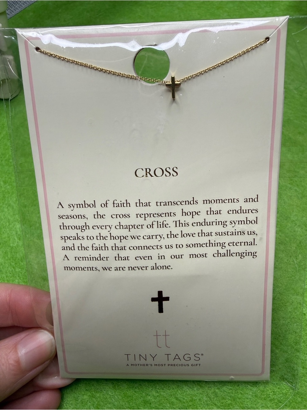 Gold Cross Necklace - Delicate Religious Pendant Tiny Tags